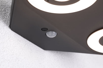 Paulmann LED Außenwandleuchte Silma Dämmerungsgesteuerter Bewegungsmelder (IR) Zweifacher Lichtaustritt IP44 eckig 280x176mm 3000K 2x5,5W / 2x0,7W 2x600lm 230V  Anthrazit Aluminium