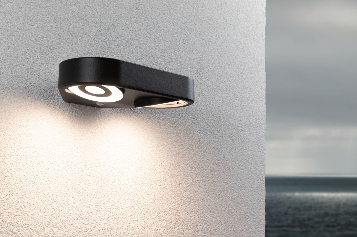 Paulmann LED Außenwandleuchte Silma Dämmerungsgesteuerter Bewegungsmelder (IR) Zweifacher Lichtaustritt IP44 eckig 280x176mm 3000K 2x5,5W / 2x0,7W 2x600lm 230V  Anthrazit Aluminium