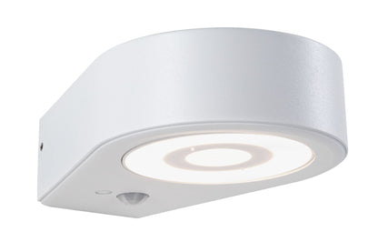 Paulmann LED Außenwandleuchte Silma Dämmerungsgesteuerter Bewegungsmelder (IR) IP44  65x186mm 3000K 5,5W / 0,7W 600lm 230V  Weiß Aluminium