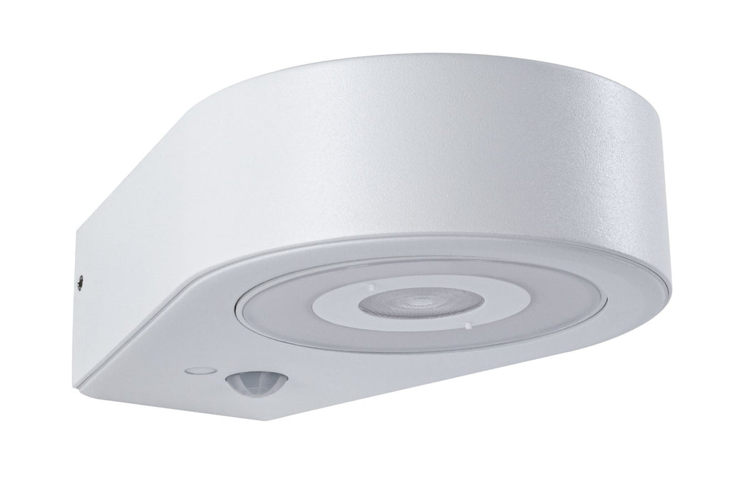 Paulmann LED Außenwandleuchte Silma Dämmerungsgesteuerter Bewegungsmelder (IR) IP44  65x186mm 3000K 5,5W / 0,7W 600lm 230V  Weiß Aluminium