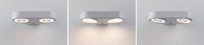 Paulmann LED Außenwandleuchte Silma Dämmerungsgesteuerter Bewegungsmelder (IR) Zweifacher Lichtaustritt IP44  280x176mm 3000K 2x5,5W / 2x0,7W 2x600lm 230V  Weiß Aluminium
