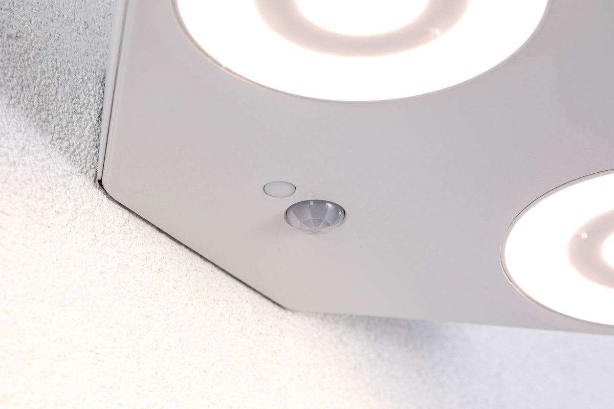 Paulmann LED Außenwandleuchte Silma Dämmerungsgesteuerter Bewegungsmelder (IR) Zweifacher Lichtaustritt IP44  280x176mm 3000K 2x5,5W / 2x0,7W 2x600lm 230V  Weiß Aluminium