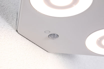 Paulmann LED Außenwandleuchte Silma Dämmerungsgesteuerter Bewegungsmelder (IR) Zweifacher Lichtaustritt IP44  280x176mm 3000K 2x5,5W / 2x0,7W 2x600lm 230V  Weiß Aluminium