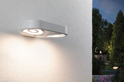 Paulmann LED Außenwandleuchte Silma Dämmerungsgesteuerter Bewegungsmelder (IR) Zweifacher Lichtaustritt IP44  280x176mm 3000K 2x5,5W / 2x0,7W 2x600lm 230V  Weiß Aluminium