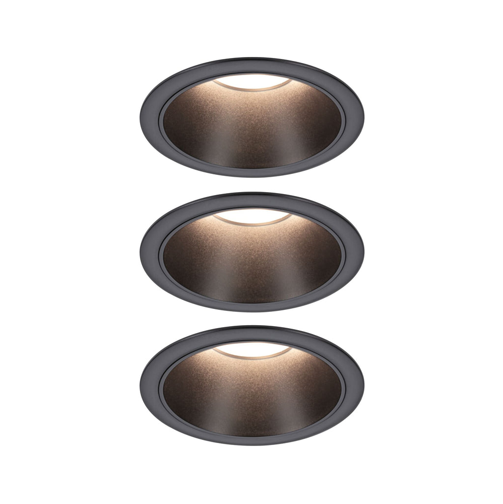 Paulmann LED Einbauleuchte Cole 3er-Set 3-Step-Dim Coin IP44 rund 88mm  Coin 3x6W 3x470lm 230V dimmbar 2700K Schwarz