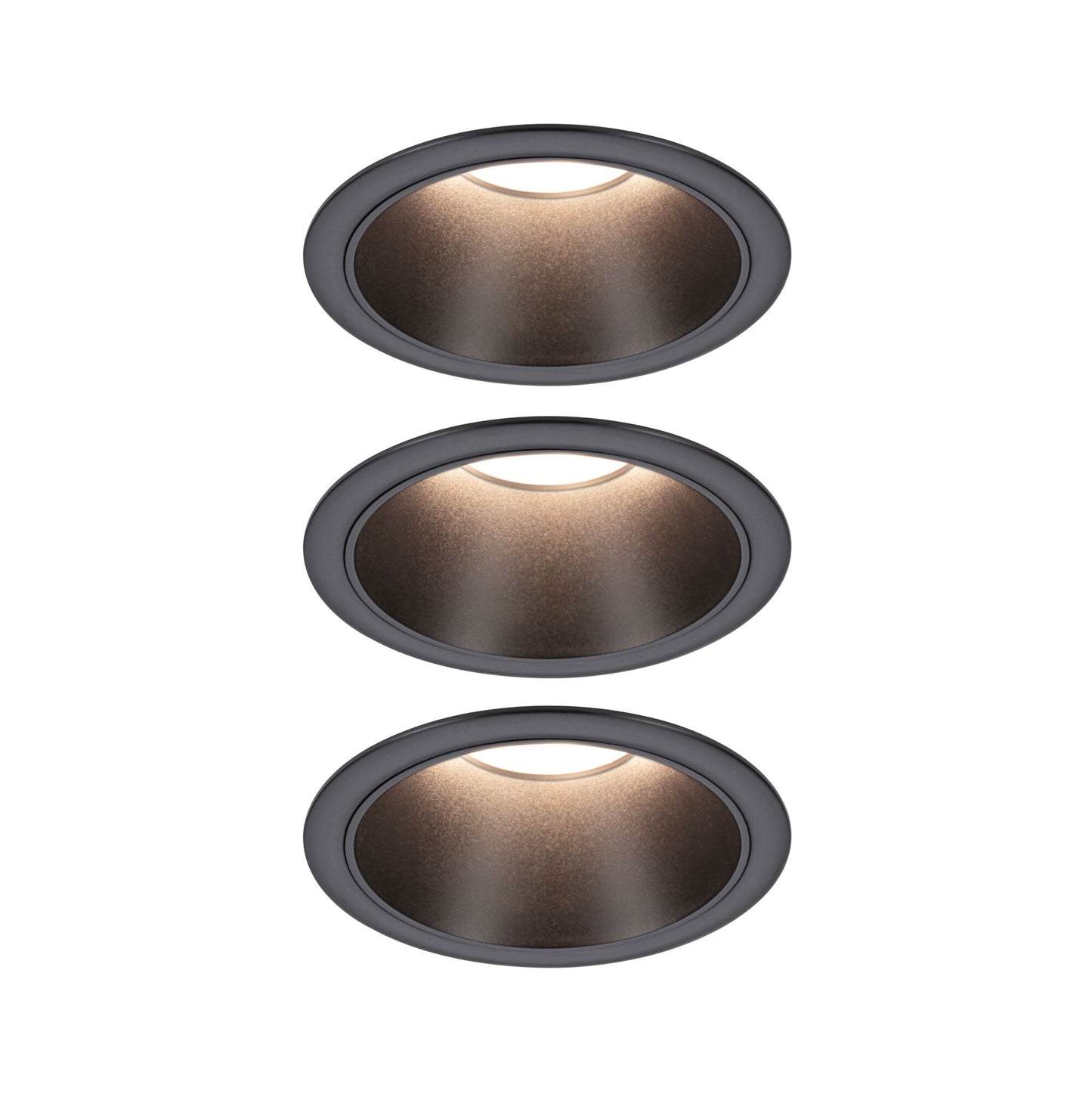 Paulmann LED Einbauleuchte Cole 3er-Set 3-Step-Dim Coin IP44 rund 88mm  Coin 3x6W 3x470lm 230V dimmbar 2700K Schwarz