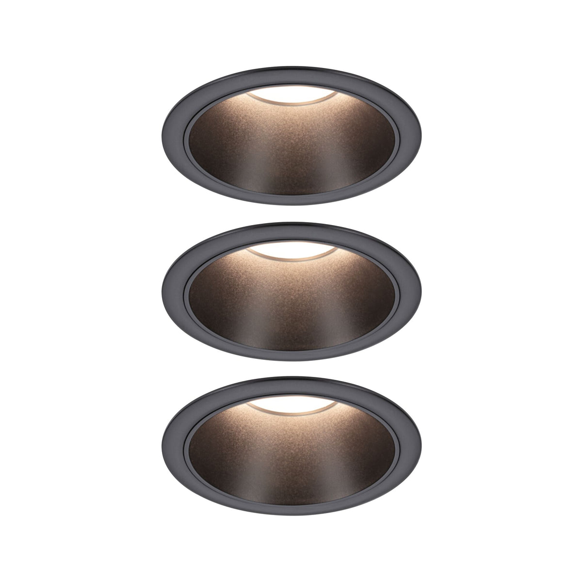 Paulmann LED Einbauleuchte Cole 3er-Set 3-Step-Dim Coin IP44 rund 88mm  Coin 3x6W 3x470lm 230V dimmbar 2700K Schwarz