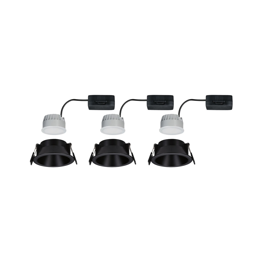 Paulmann LED Einbauleuchte Cole 3er-Set 3-Step-Dim Coin IP44 rund 88mm  Coin 3x6W 3x470lm 230V dimmbar 2700K Schwarz