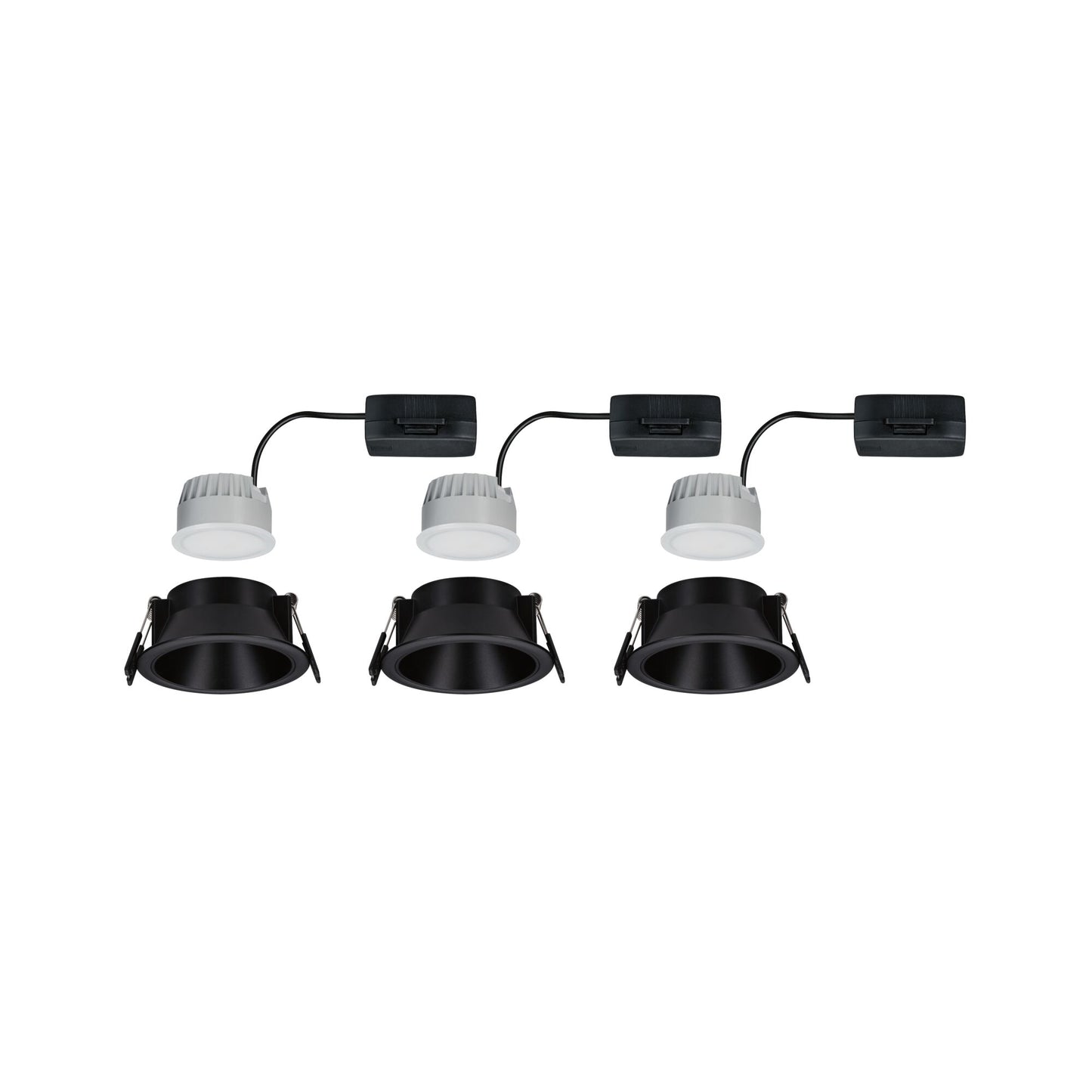Paulmann LED Einbauleuchte Cole 3er-Set 3-Step-Dim Coin IP44 rund 88mm  Coin 3x6W 3x470lm 230V dimmbar 2700K Schwarz