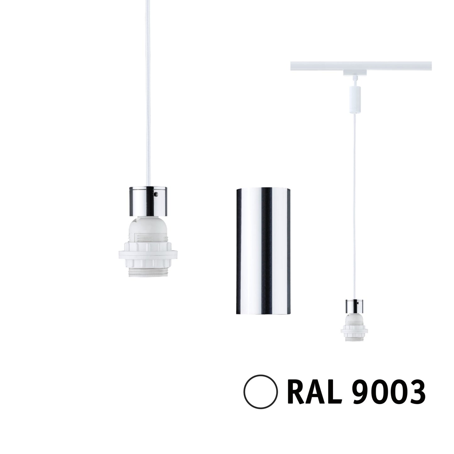 Paulmann URail Pendel 2Easy E27  max. 20W  dimmbar 230V Signalweiß