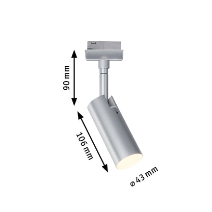 Paulmann URail LED Schienenspot Tubo Einzelspot  150lm 4W 3000K dimmbar 230V Chrom matt