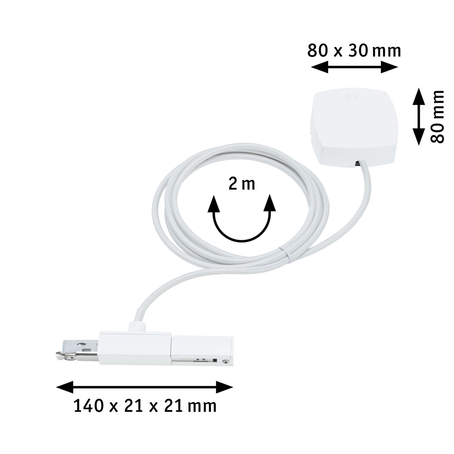 Paulmann URail Einspeisung Kabel 2m max. 1000W Signalweiß