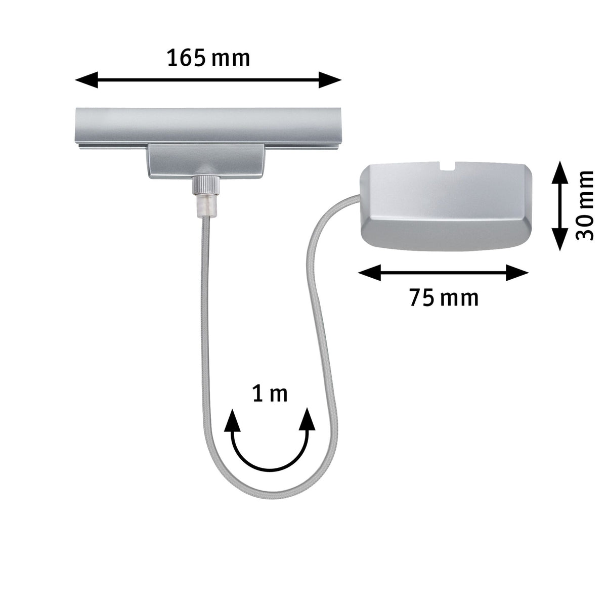 Paulmann URail Einspeisung Kabel 1m max. 100W Chrom matt