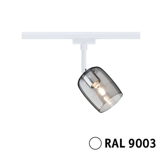 Paulmann URail Schienenspot Blossom G9  max. 10W  dimmbar 230V Signalweiß#Rauchglas