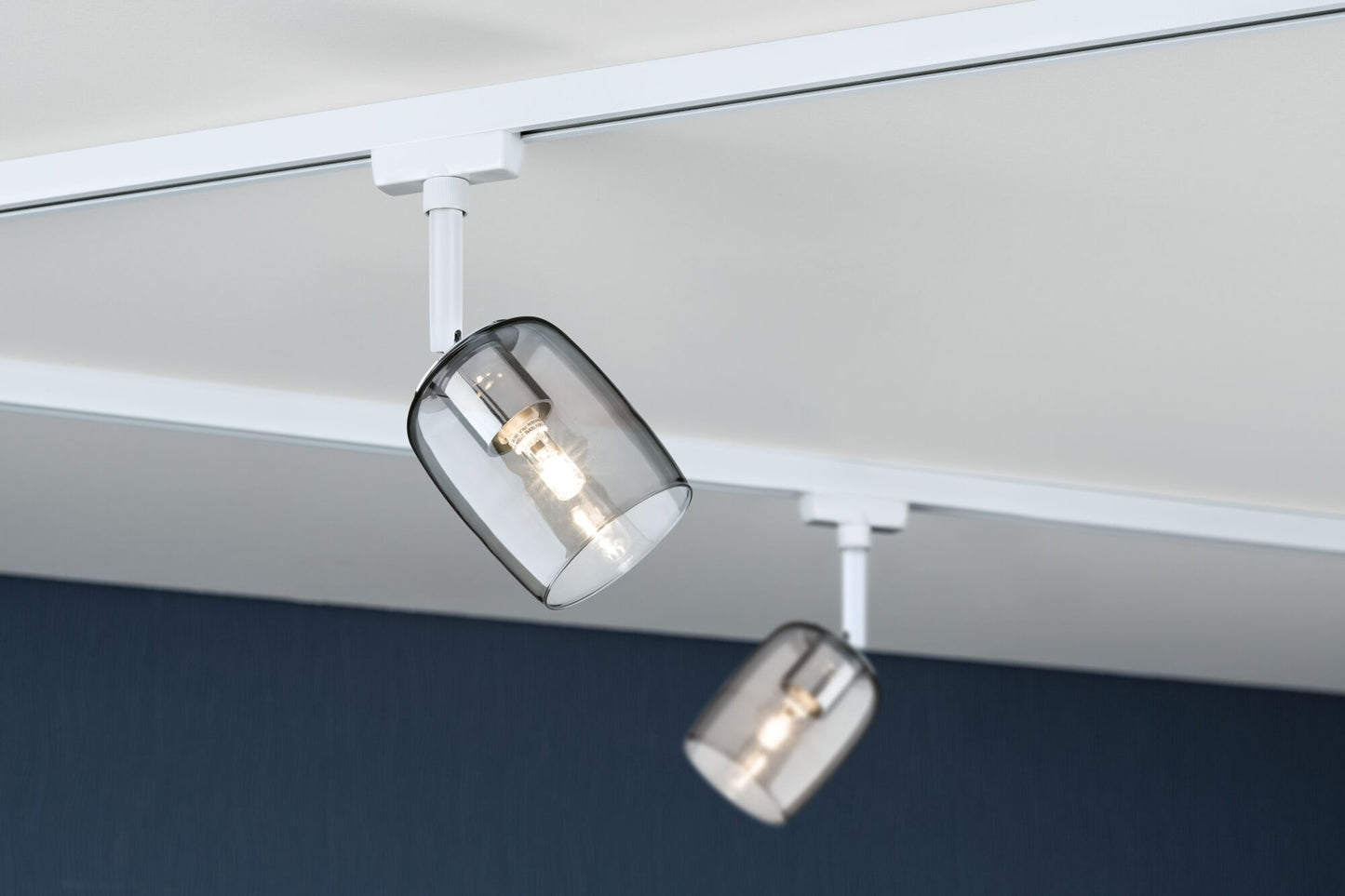 Paulmann URail Schienenspot Blossom G9  max. 10W  dimmbar 230V Signalweiß#Rauchglas