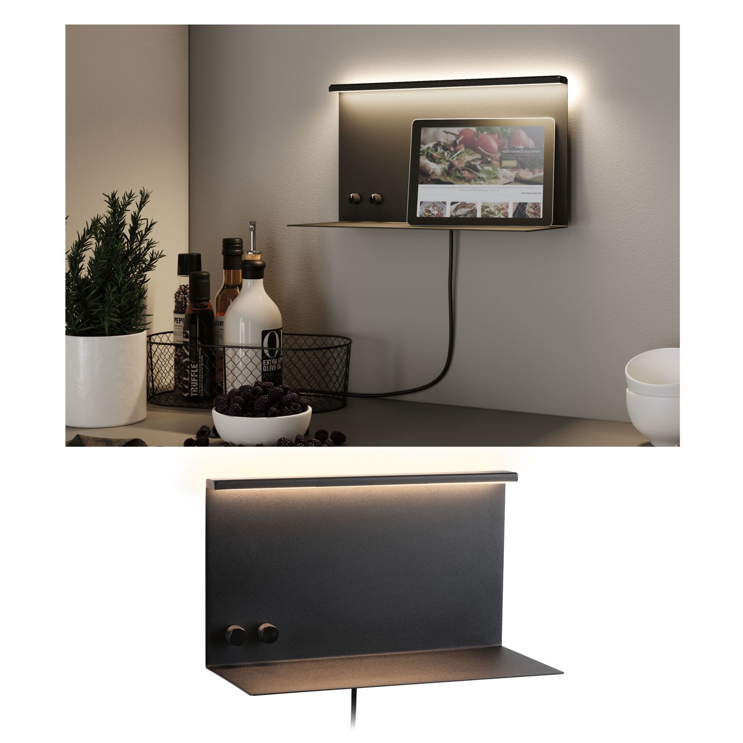 Paulmann LED Wandleuchte Jarina    3000K 540lm / 200lm 230V 4,5 / 1x1,6W dimmbar Schwarz matt