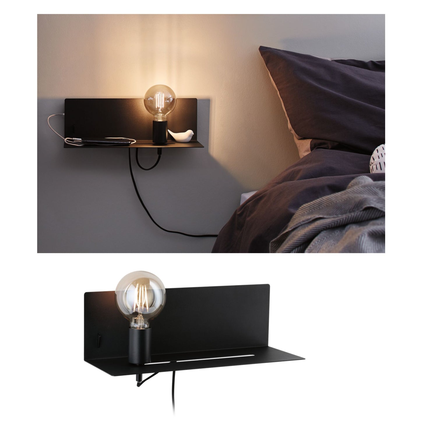 Paulmann Wandleuchte Devara   E27   230V max. 40W dimmbar Schwarz matt