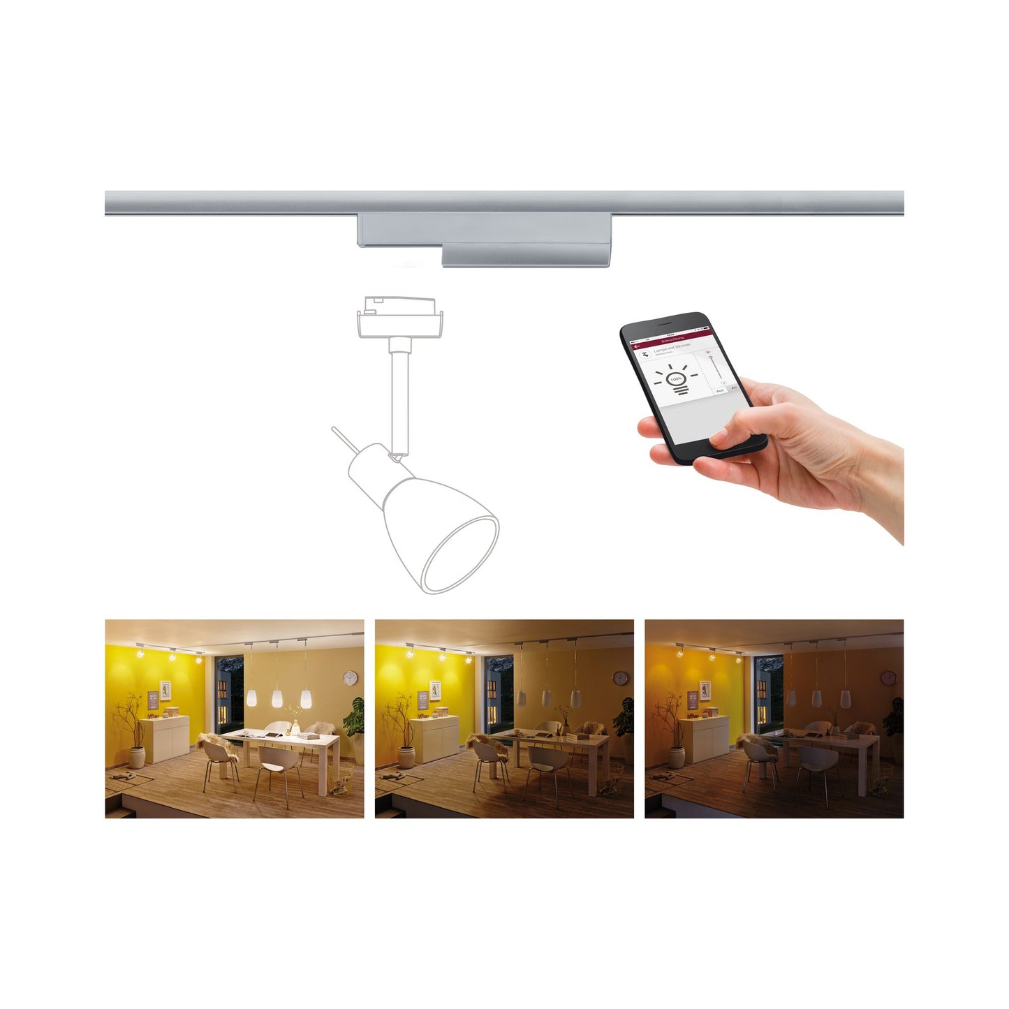 Paulmann Smart Home Zigbee URail Spotadapter 0-50W Chrom matt An/Aus/Dimmen