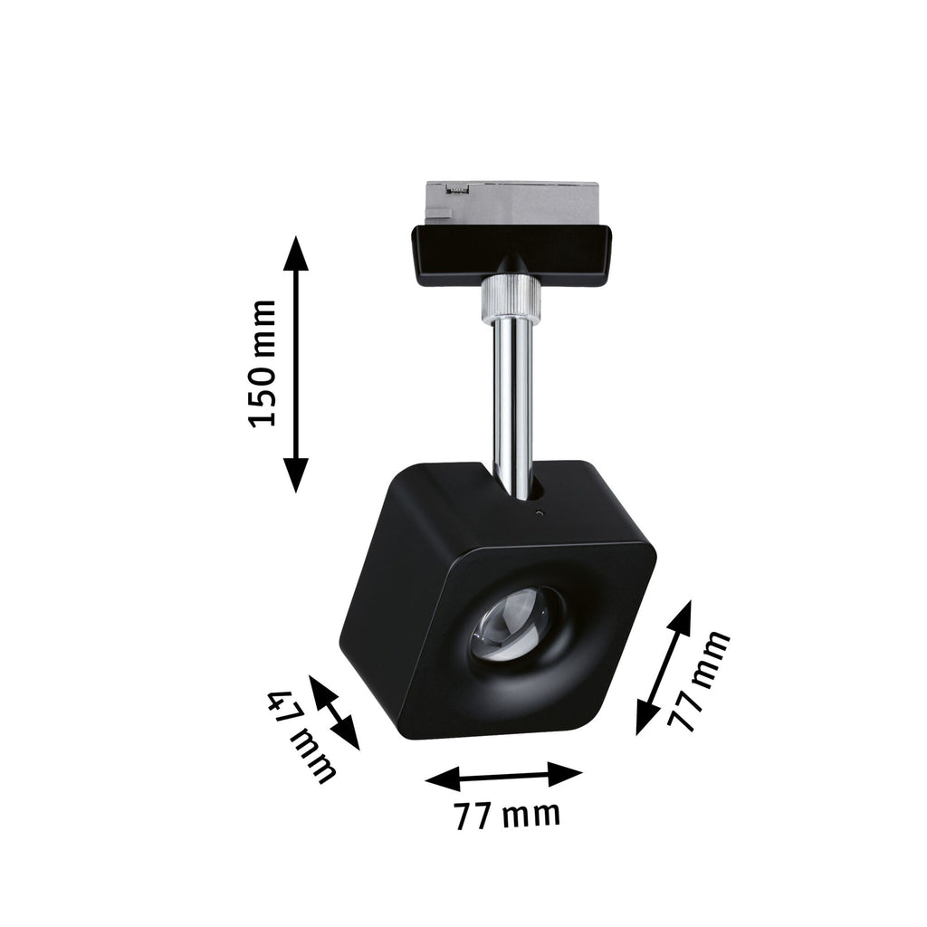 Paulmann URail LED-Spot Cube 8W Schwarz matt/Chrom 2700K Metall/Kunststoff dimmbar