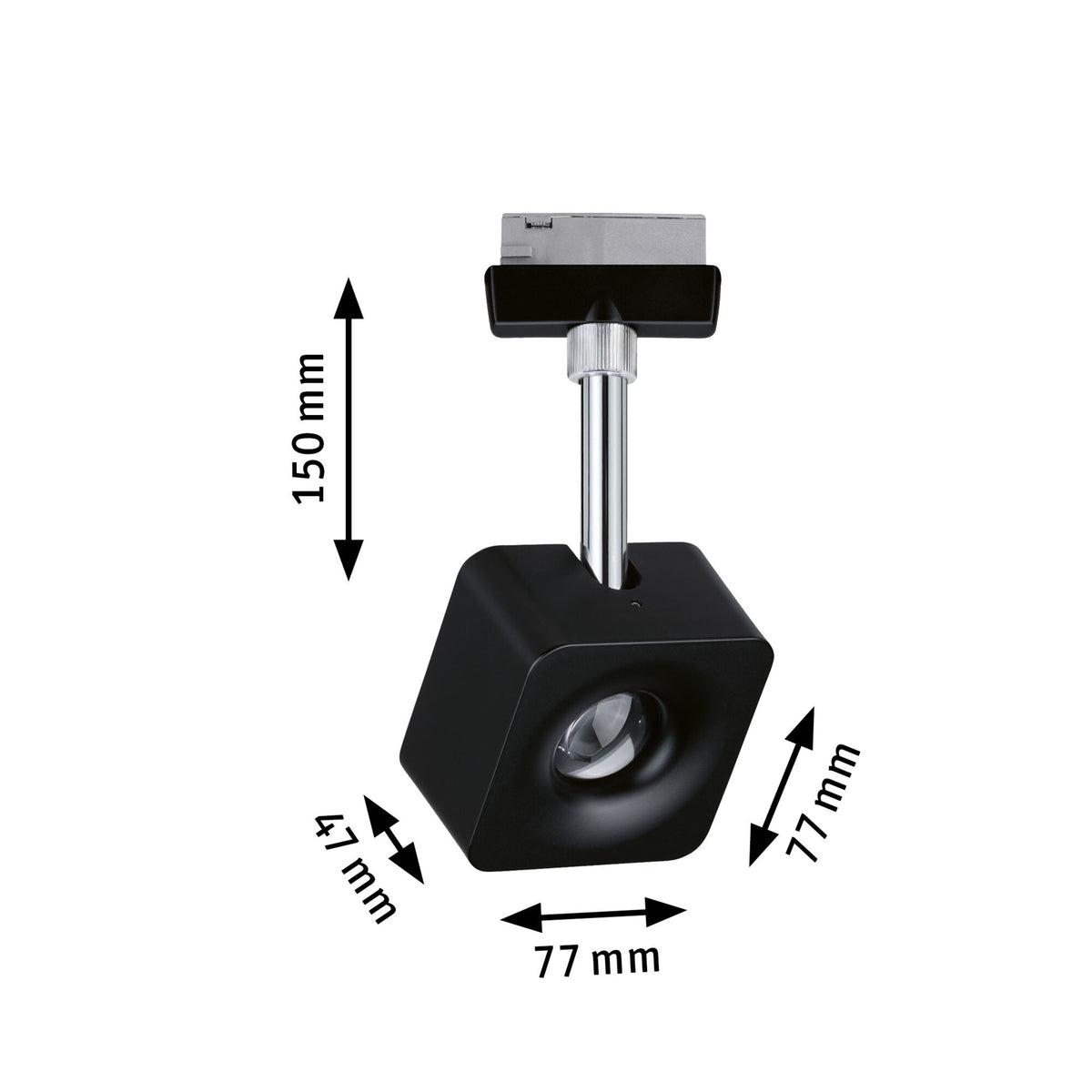 Paulmann URail LED-Spot Cube 8W Schwarz matt/Chrom 2700K Metall/Kunststoff dimmbar