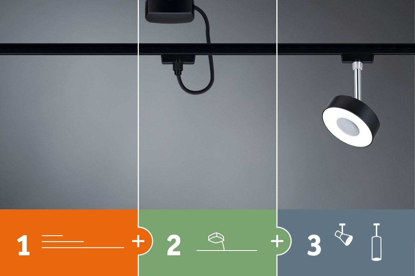 Paulmann URail LED-Spot Cover max. 10W Schwarz matt/Chrom Metall/Kunststoff
