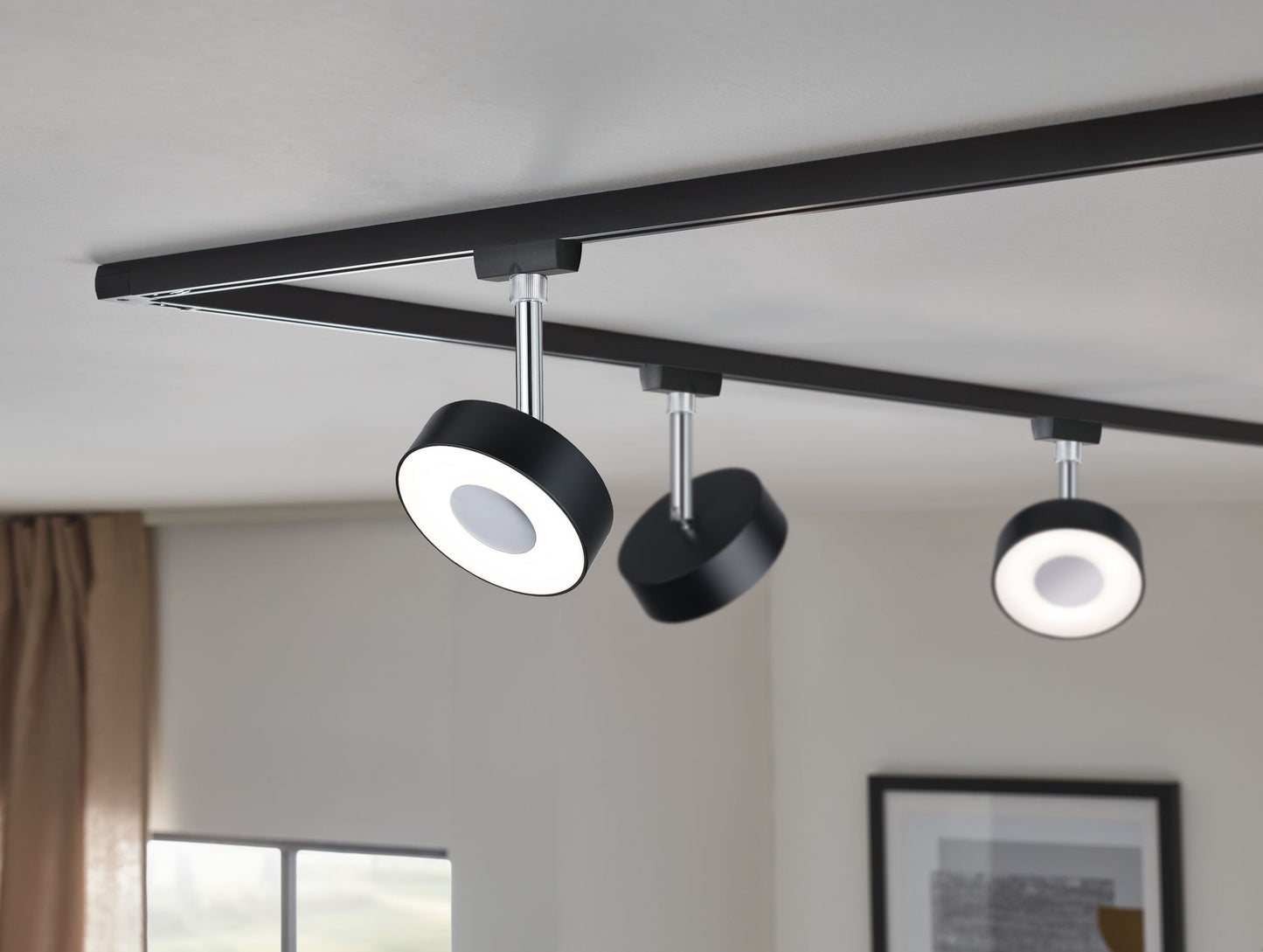 Paulmann URail LED-Spot Circle 5W Schwarz matt/Chrom 4000K Metall/Kunststoff dimmbar