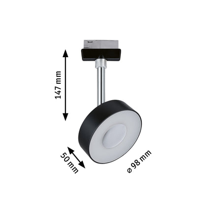 Paulmann URail LED-Spot Circle 5W Schwarz matt/Chrom 4000K Metall/Kunststoff dimmbar