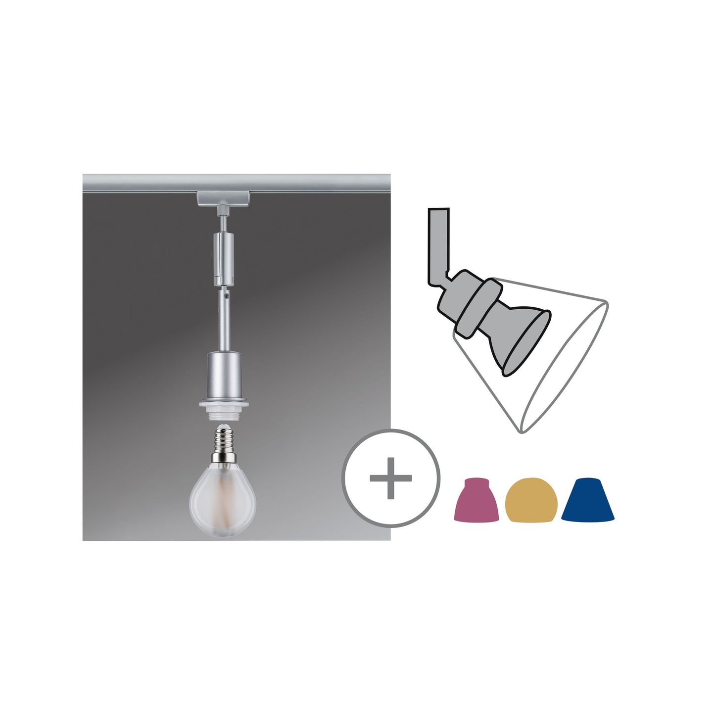 Paulmann URail DecoSystems Pend max1x20W E14 Chr matt 230V Metall/Kunststoff Stoffkabel