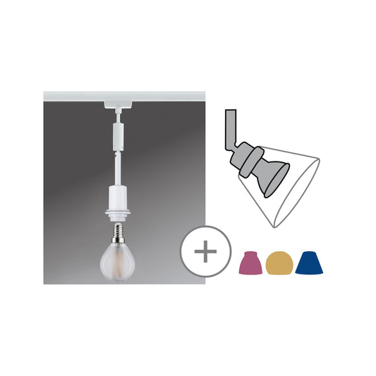 Paulmann URail DecoSystems Pend max1x20W E14 Weiß 230V Metall/Kunststoff Stoffkabel