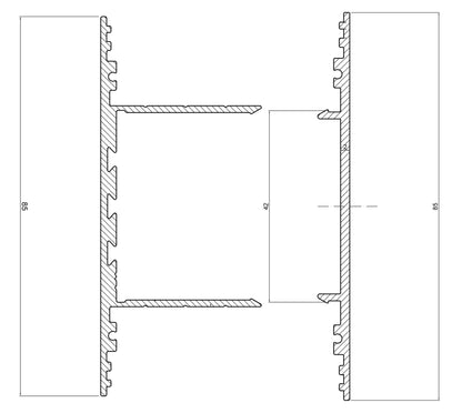 Deko-Light PLANO BSH für Wandmontage, 85 x 38mm, alu eloxiert mit LED-Träger, 2,5m