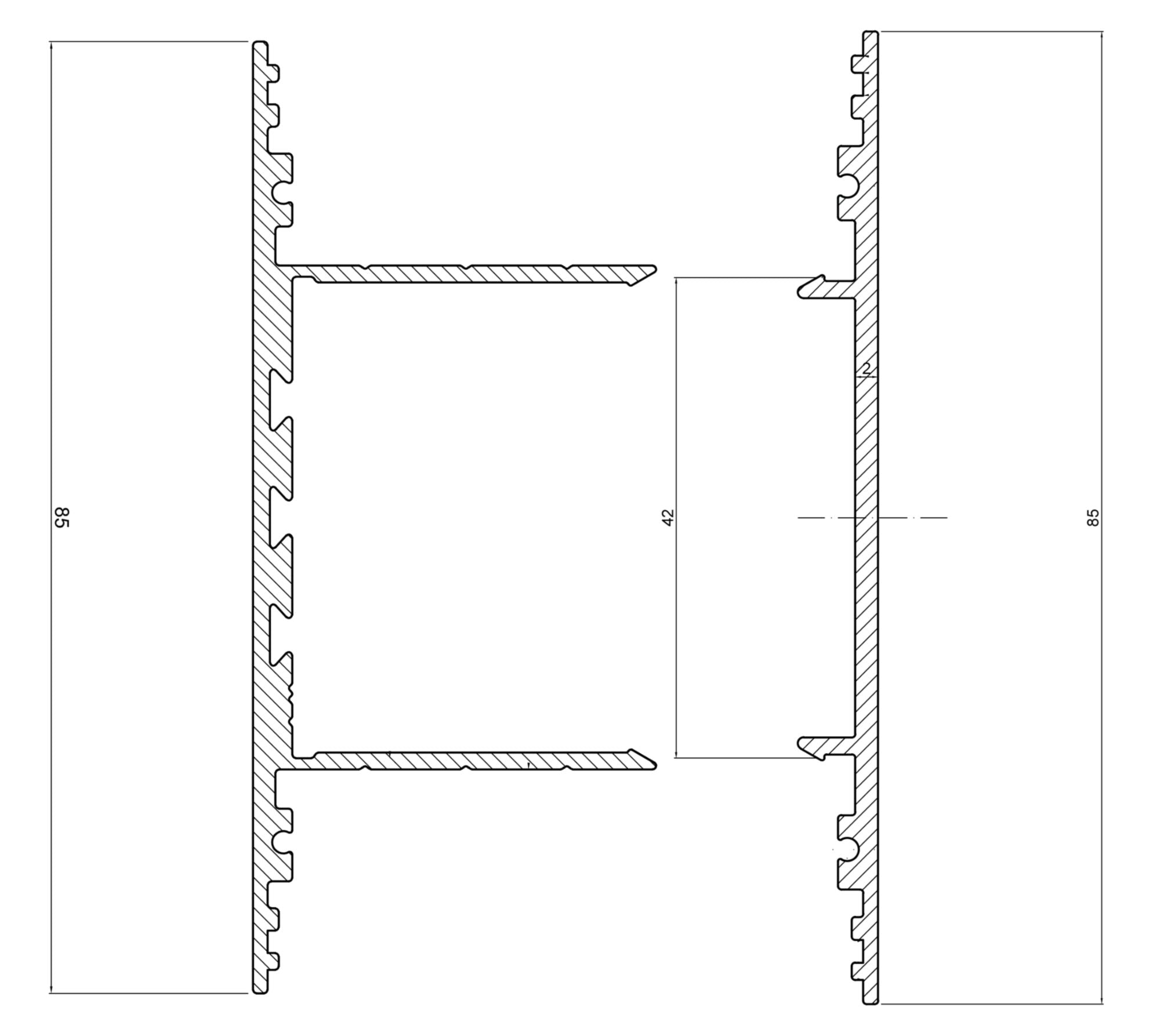 Deko-Light PLANO BSH für Wandmontage, 85 x 38mm, schwarz mit LED-Träger, 2m