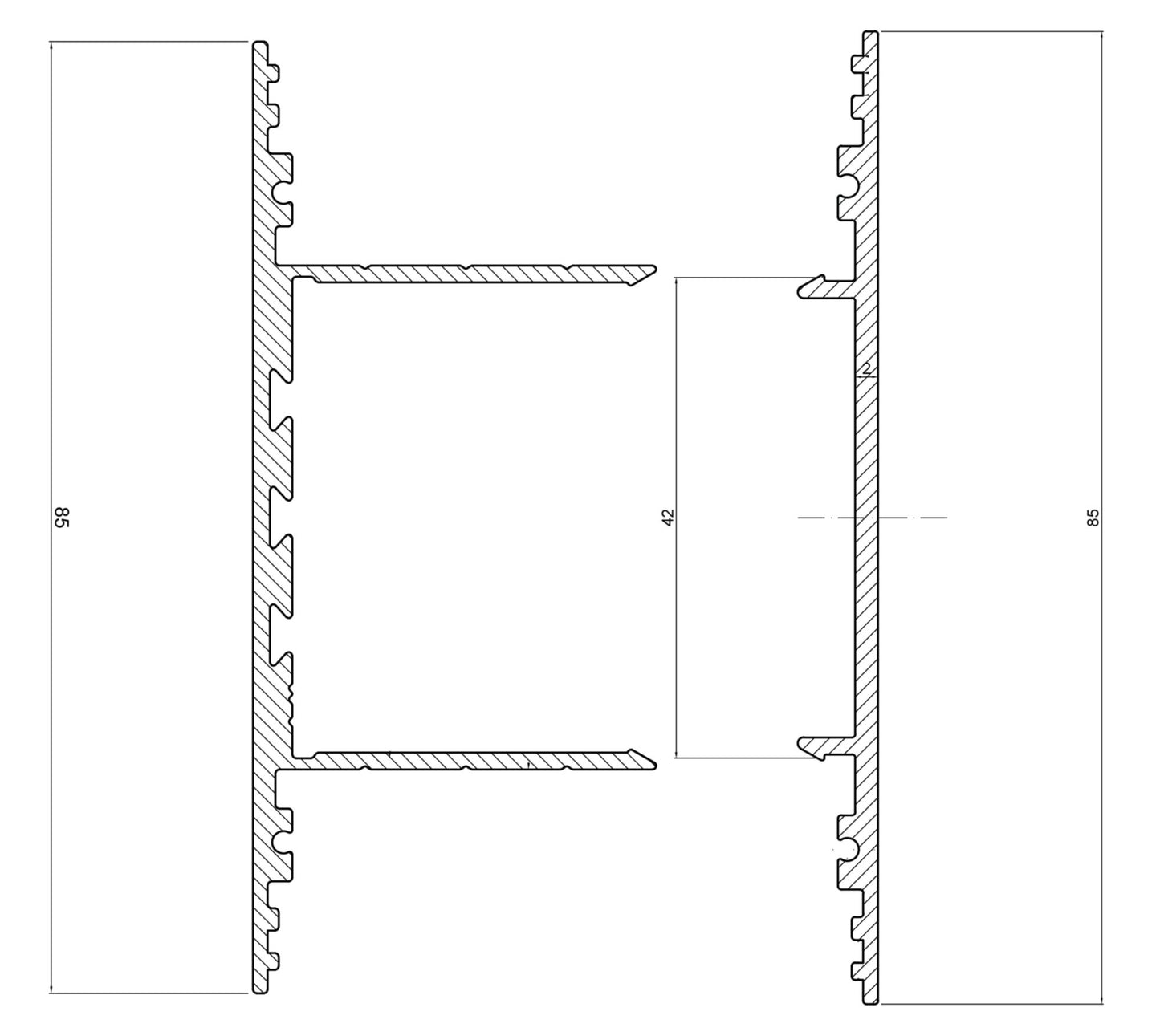 Deko-Light PLANO BSH für Wandmontage, 85 x 38mm, schwarz mit LED-Träger, 2m