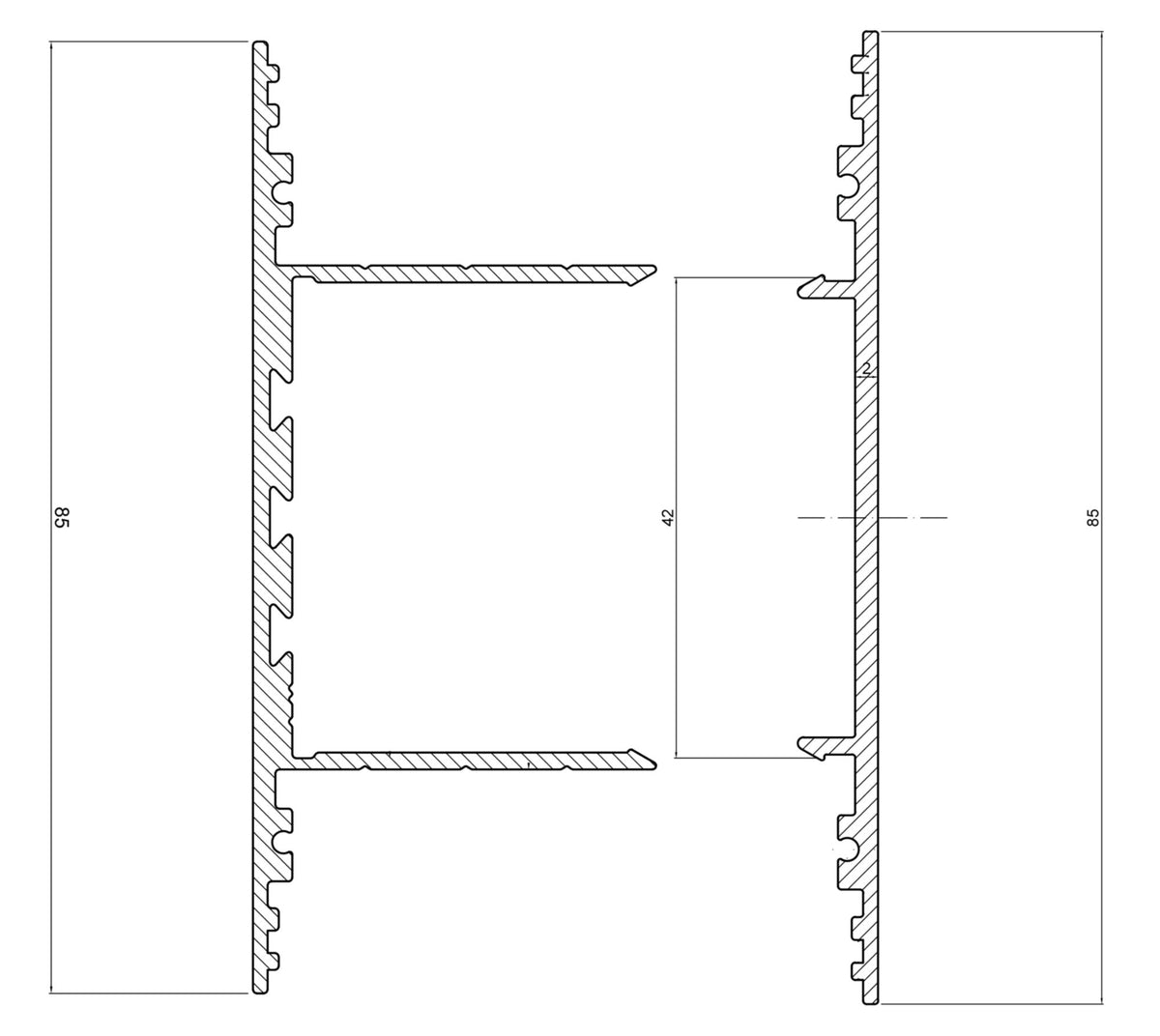 Deko-Light PLANO BSH für Wandmontage, 85 x 38mm, schwarz mit LED-Träger, 2,5m