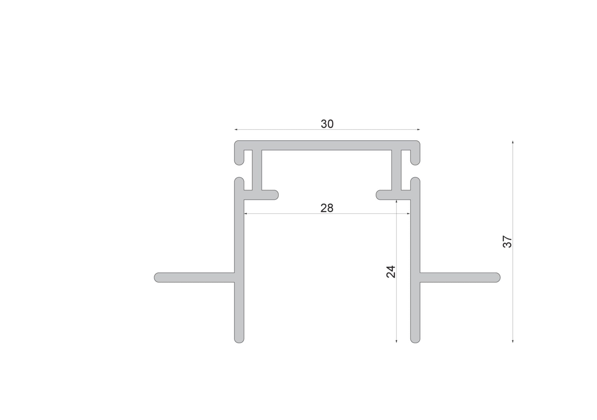 Deko-Light Combo Einbau Montageprofil mit Flügel, 13mm, 3m nicht eloxiert