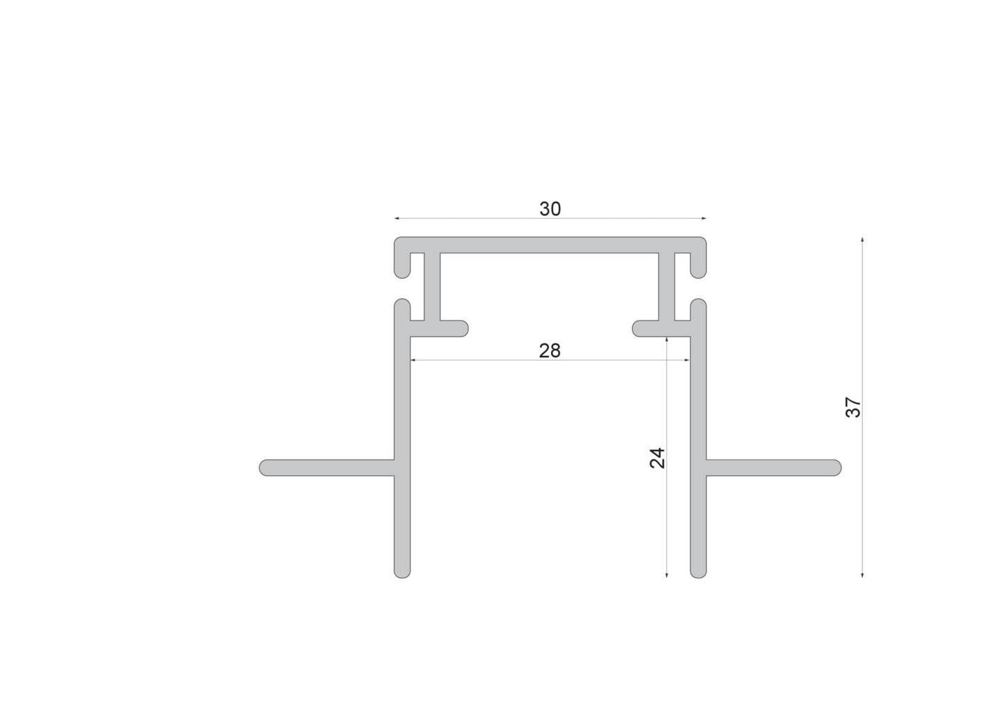 Deko-Light Combo Einbau Montageprofil mit Flügel, 13mm, 3m nicht eloxiert