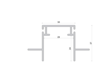 Deko-Light Combo Einbau Montageprofil mit Flügel, 13mm, 3m nicht eloxiert