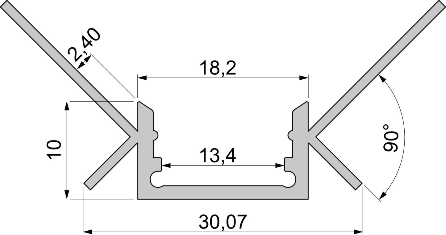 Deko-Light Trockenbau-Profil, EV-11-12, 3m, Silber
