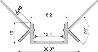 Deko-Light Trockenbau-Profil, EV-11-12, 3m, Silber