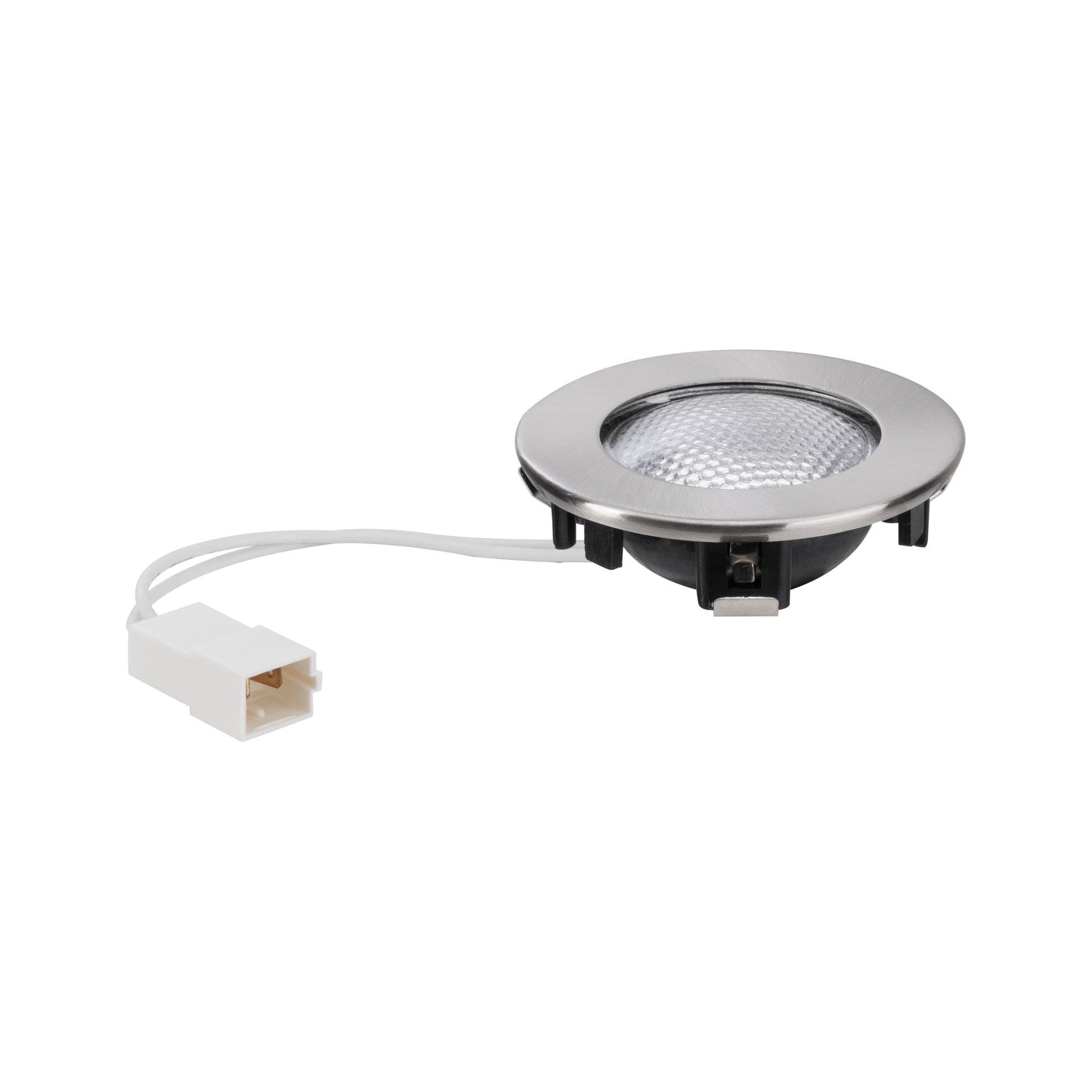 Paulmann Möbel EBL Schutzglas strukturiert max.20W 12V G4 66mm Eisen geb/Stahl/Glas