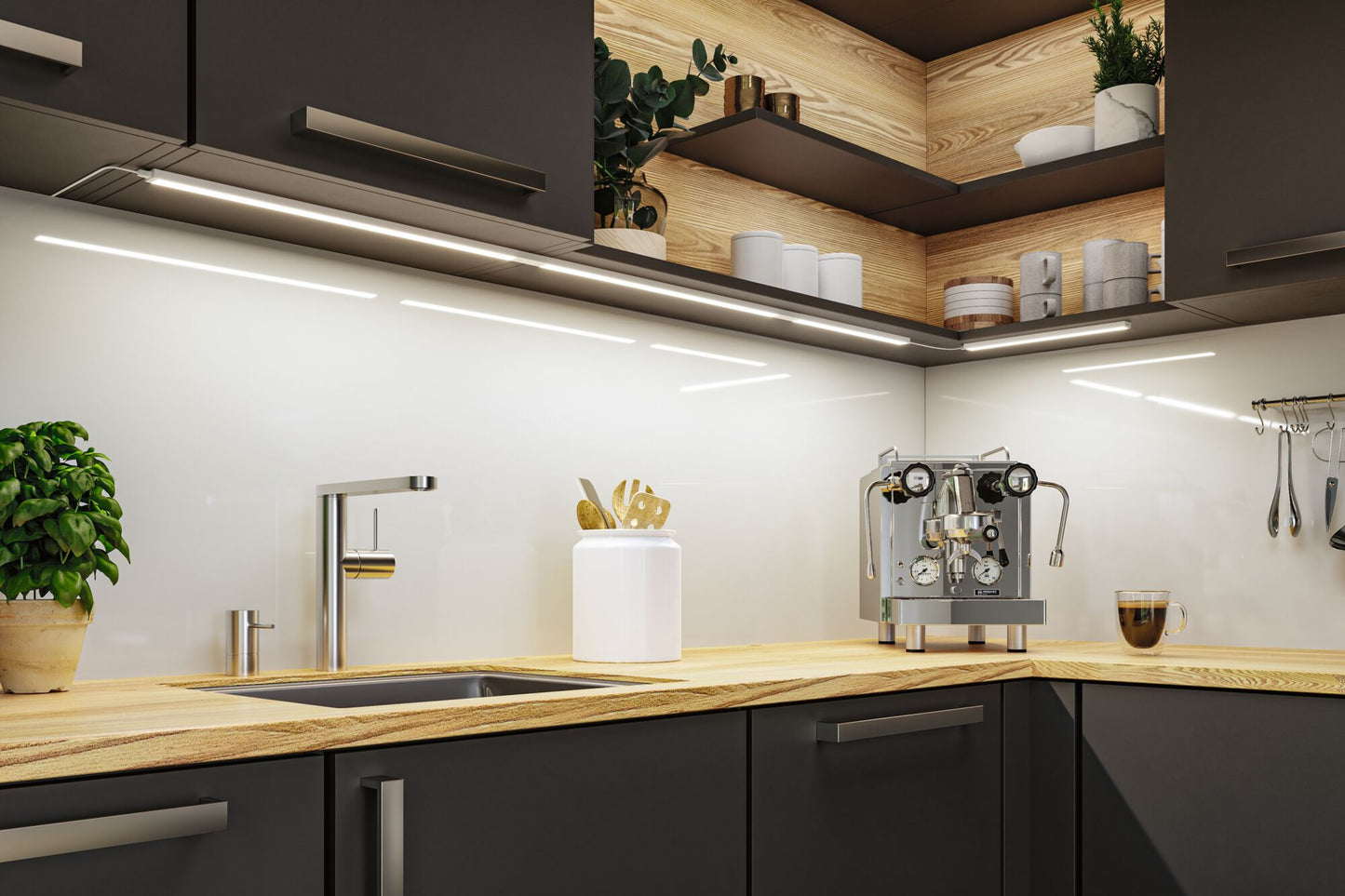 Paulmann LED Unterschrankleuchte Inline Erweiterungsset 2x4W 350x26mm 2x350lm 24V  Weiß matt