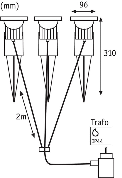 Paulmann Special Line GardenSpot Light Set IP65 3x3W 3000K 16VA 230V/12V Alu