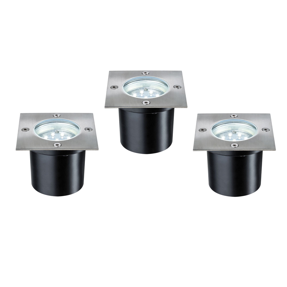Paulmann Special EBL Set Boden eckig LED 3x1,2W 6VA 230/12V 100mm Edelstahl/Edelstahl