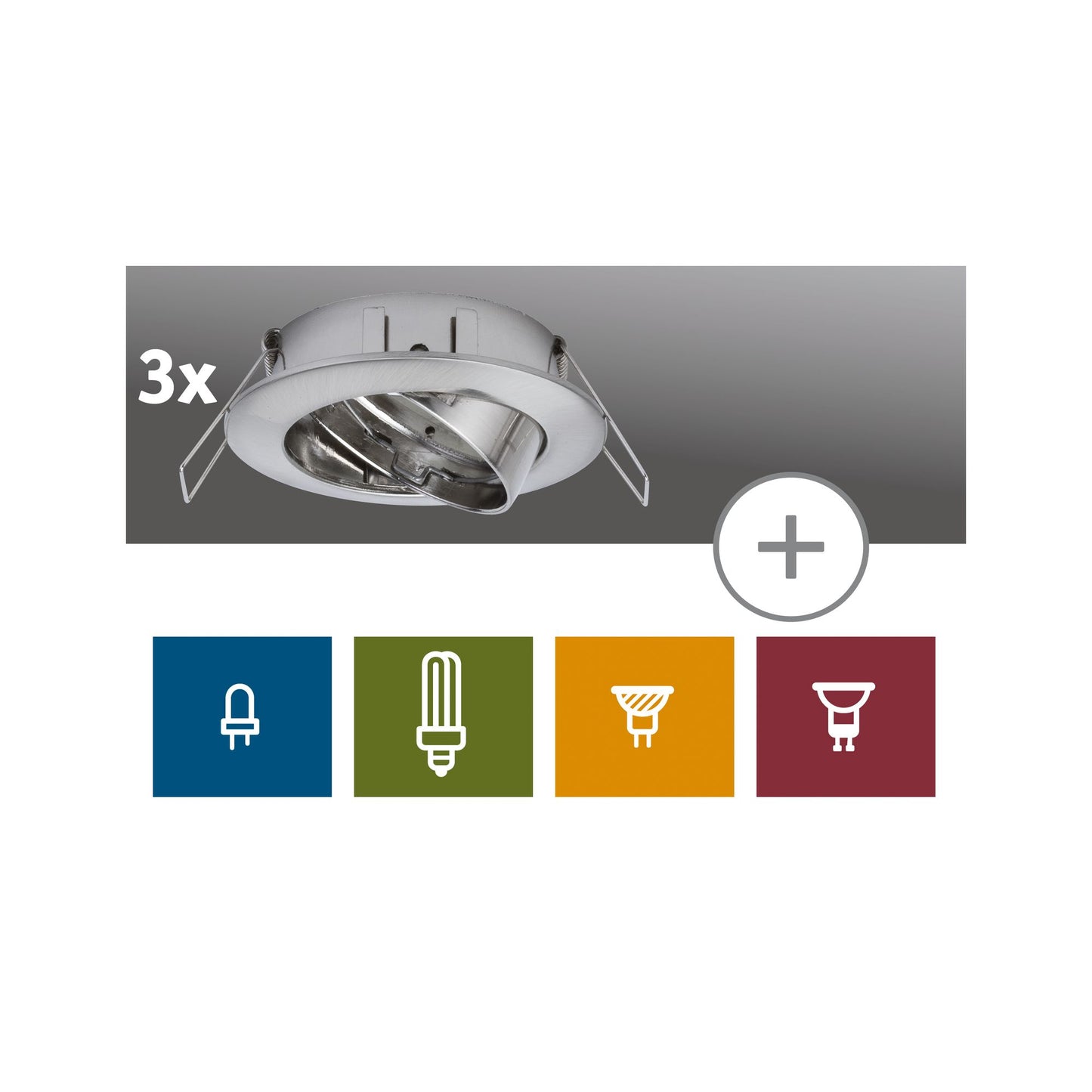 Paulmann 2easy Premium EBL 3er Spot-Set schwenkbar 51mm Eisen gebürstet