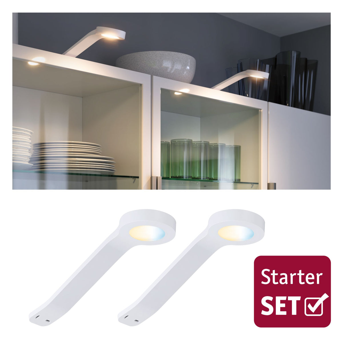 Paulmann Clever Connect StarterSet Mike 2x2W 12VA DC 2700-6500K 12V Weiß matt/Kunststoff