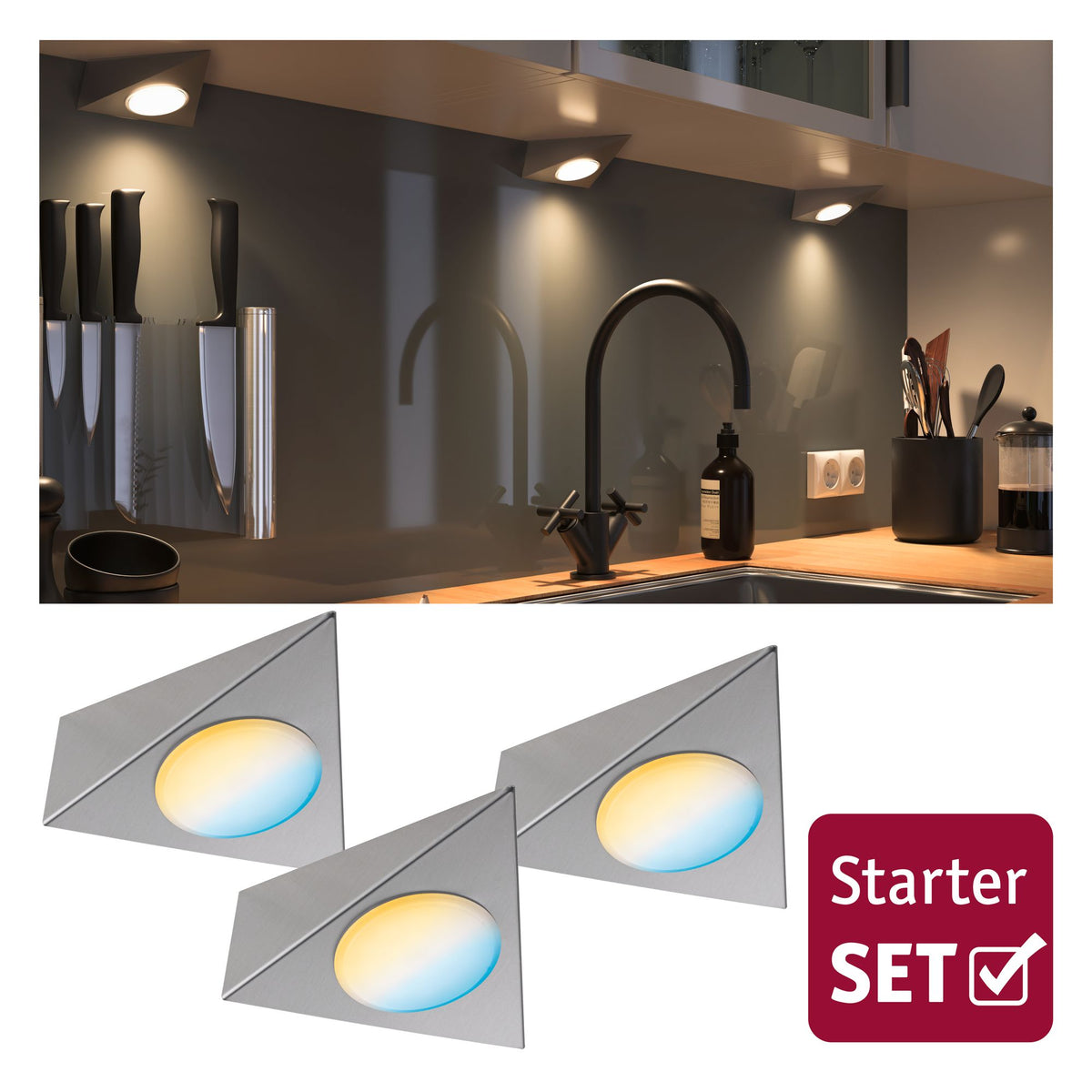 Paulmann Clever Connect StarterSet Trigo 3x2W 12 VA DC 2700-6500K 12V Nickel geb/Metall