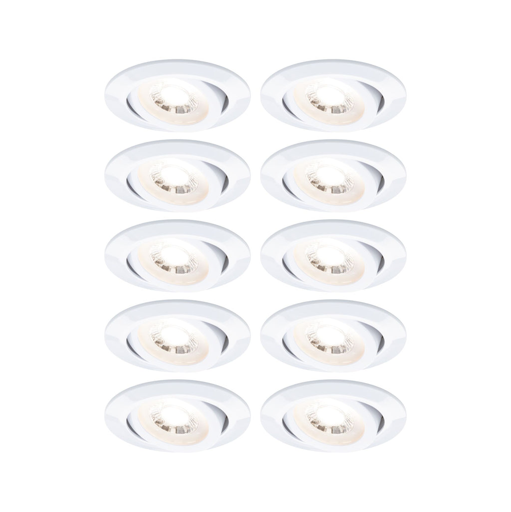 Paulmann LED Einbauleuchte  10er-Set schwenkbar rund 82mm 70°  10x4,8W 10x450lm 230V  3000K Weiß