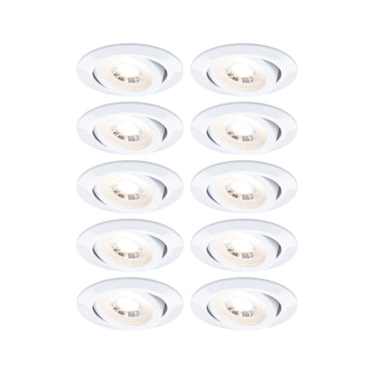 Paulmann LED Einbauleuchte  10er-Set schwenkbar rund 82mm 70°  10x4,8W 10x450lm 230V  3000K Weiß