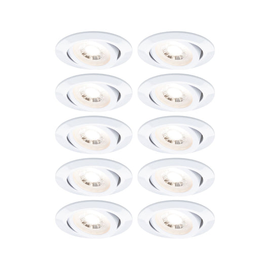 Paulmann LED Einbauleuchte  10er-Set schwenkbar rund 82mm 70°  10x4,8W 10x450lm 230V  3000K Weiß