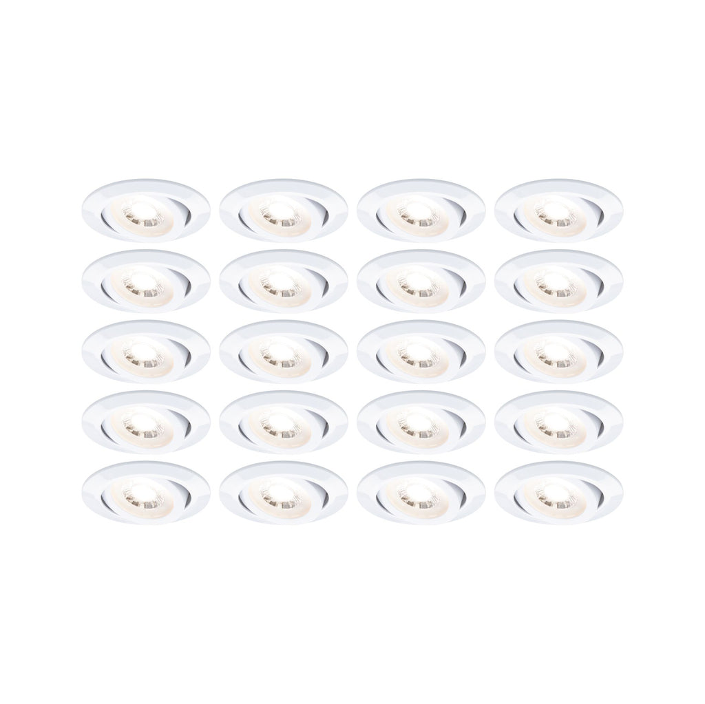 Paulmann LED Einbauleuchte  20er-Set schwenkbar rund 82mm 70°  20x4,8W 20x450lm 230V  3000K Weiß