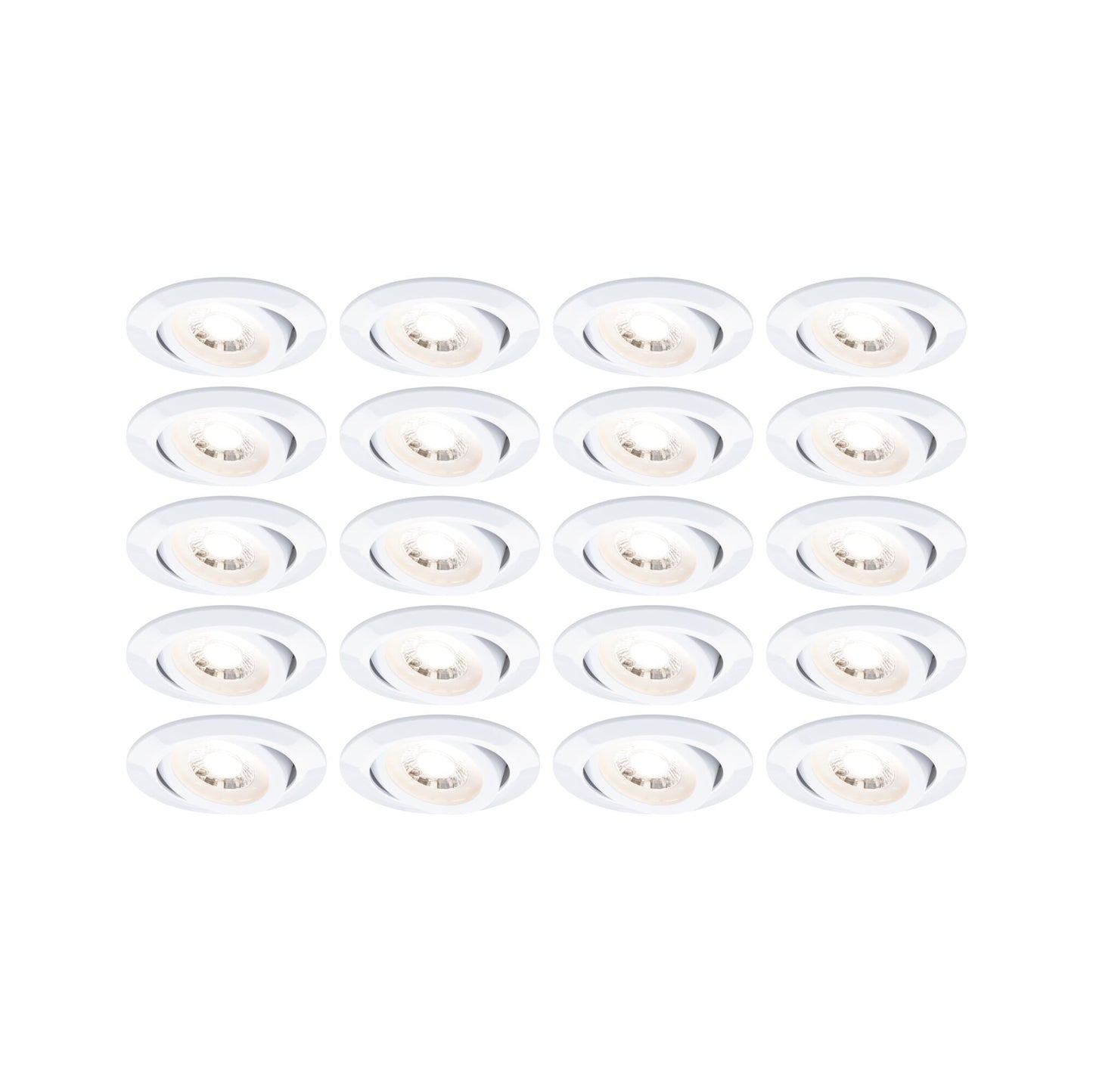 Paulmann LED Einbauleuchte  20er-Set schwenkbar rund 82mm 70°  20x4,8W 20x450lm 230V  3000K Weiß